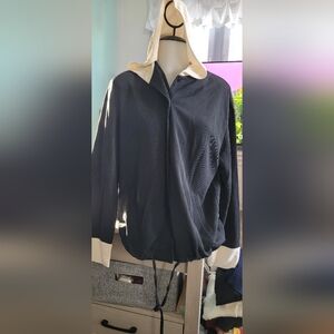 Diane Gilman Nwt Black and White Hooded Silk Blend  Jacket/ Shirt
